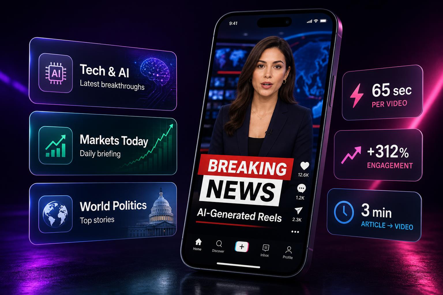 Preview of the NewsCast pipeline — from RSS feed to published short